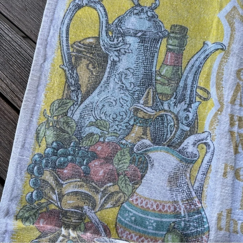 Vintage 1984 Linen Tea Towel Calendar Help With The Dishes